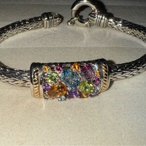 Effy Multicolor Gemstone Silver Bracelet with Gold Accents